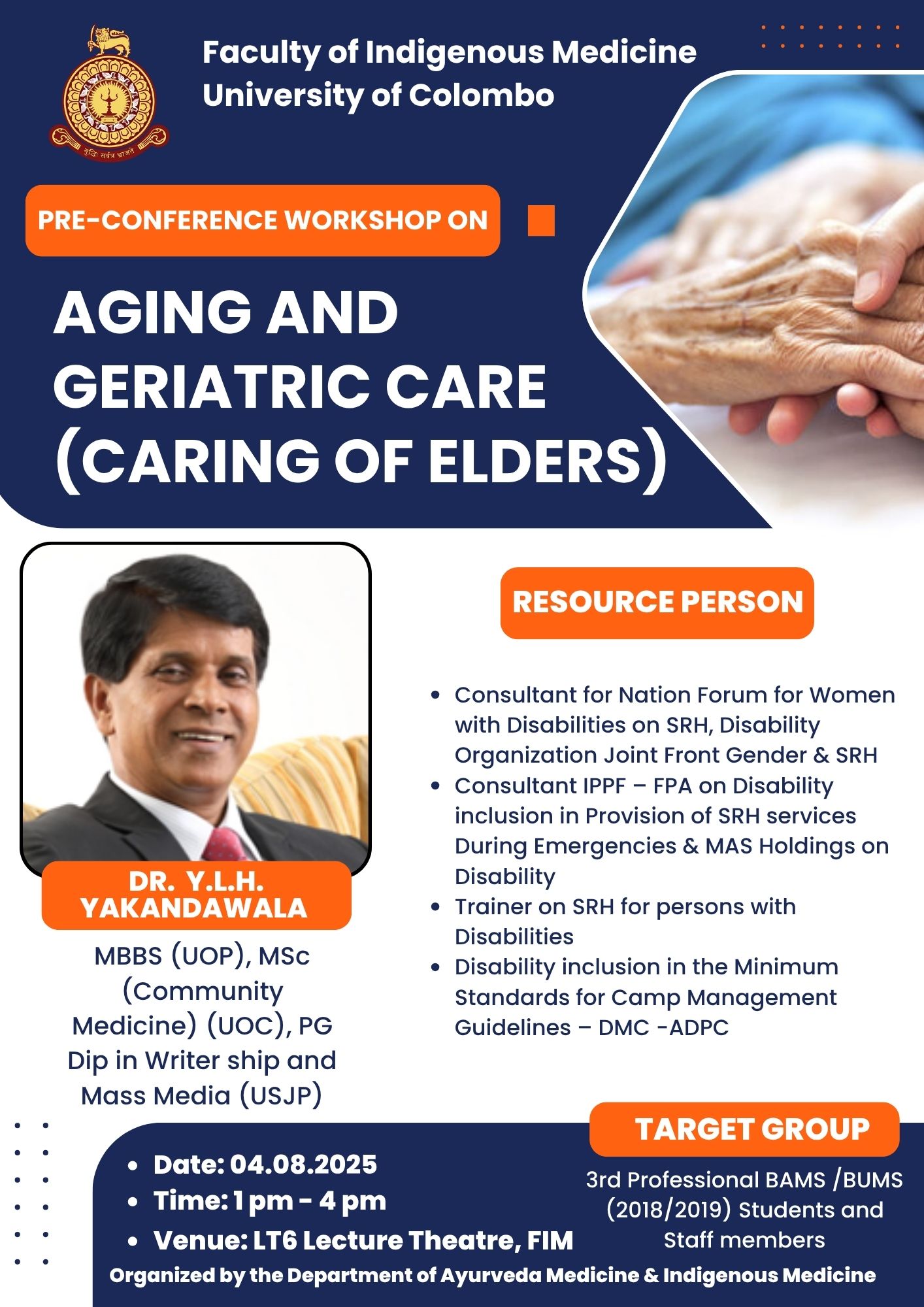 Pre-Conference Workshop On :Aging and Geriatric Care (Caring of Elders)
