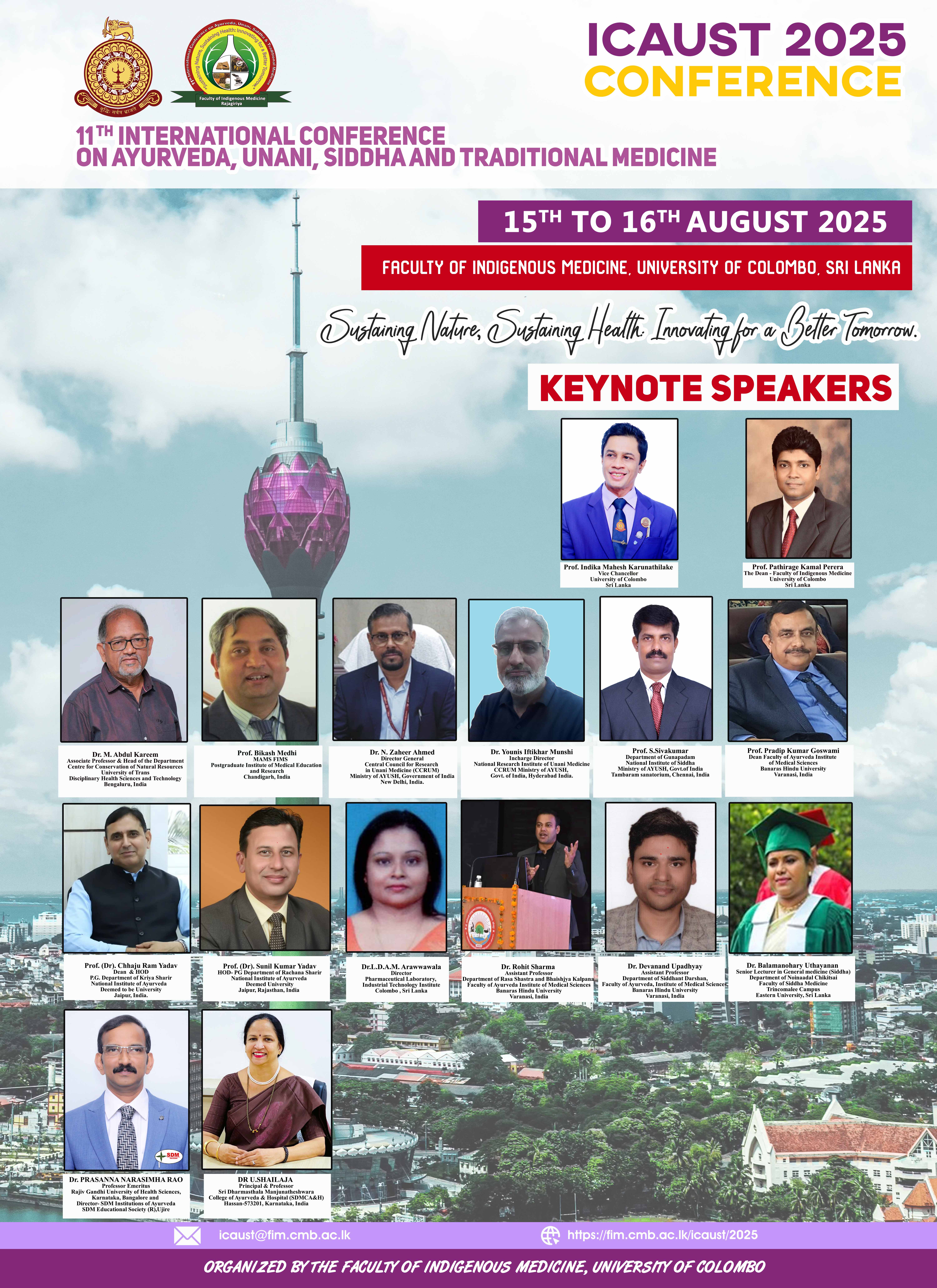Keynote Speakers: 11th International Conference on Ayurveda, Unani, Siddha and Traditional Medicine 2025