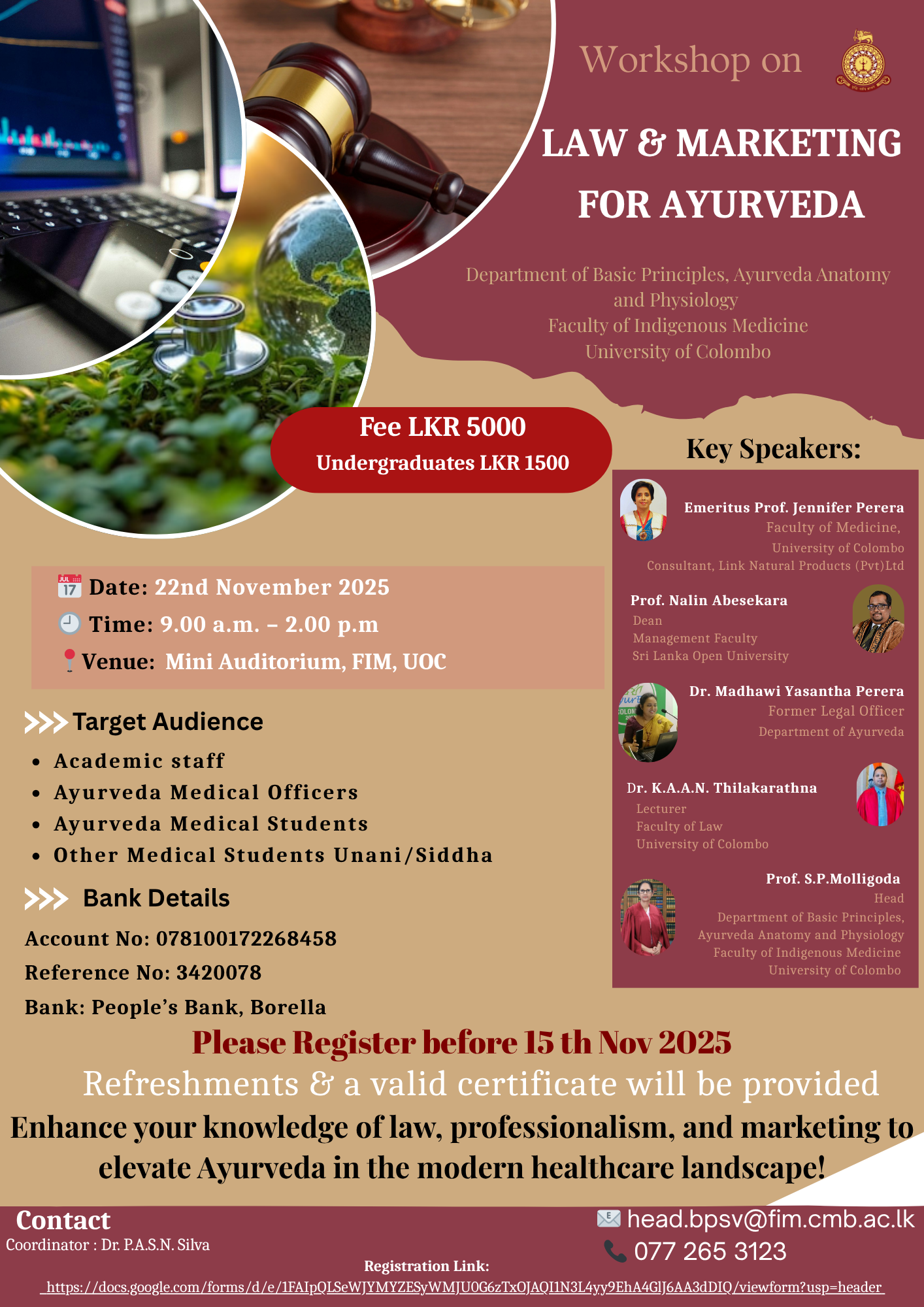 WORKSHOP on “LAW AND MARKETING FOR AYURVEDA”