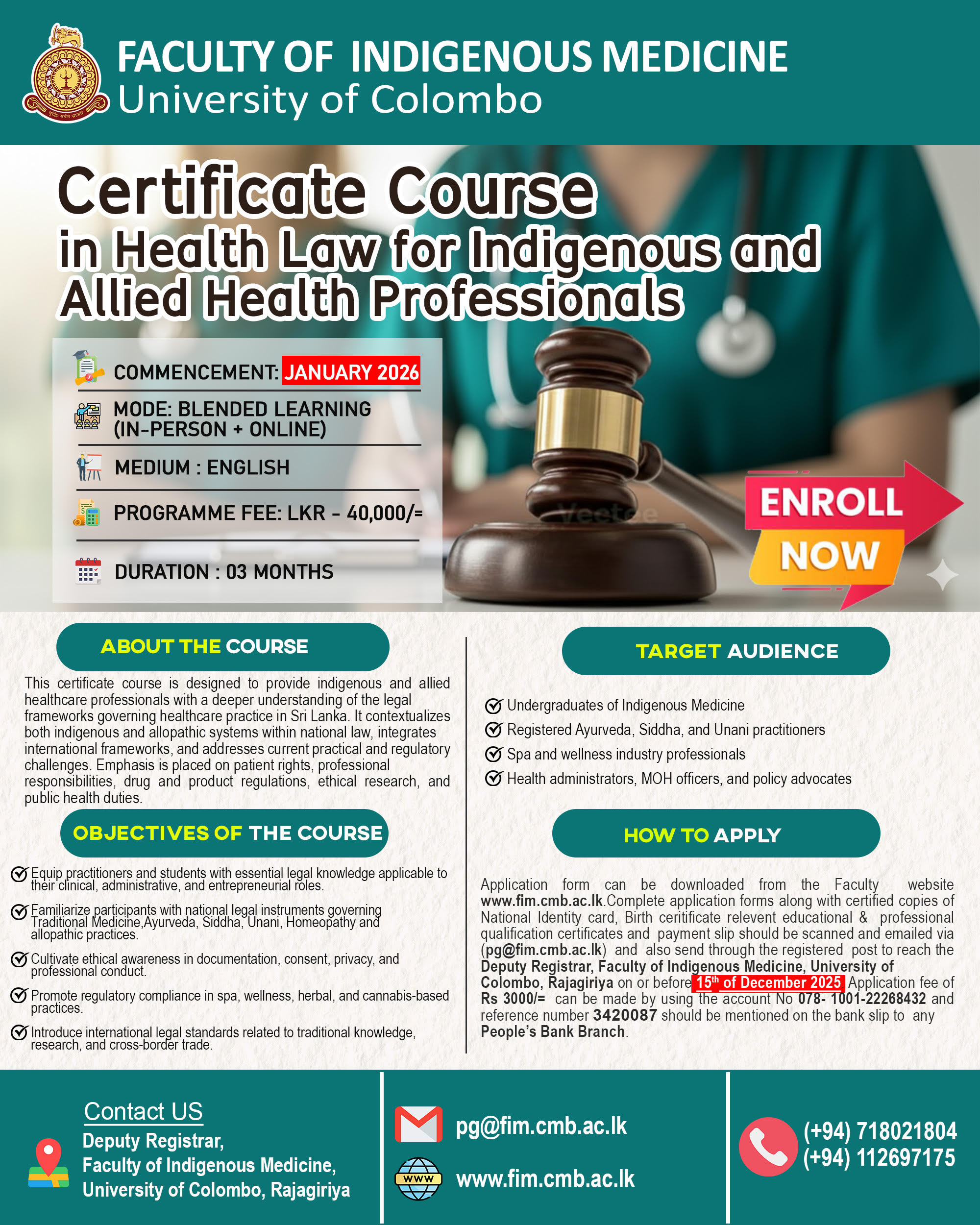 Certificate Course in Health Law for Indigenous and Allied Health Professionals