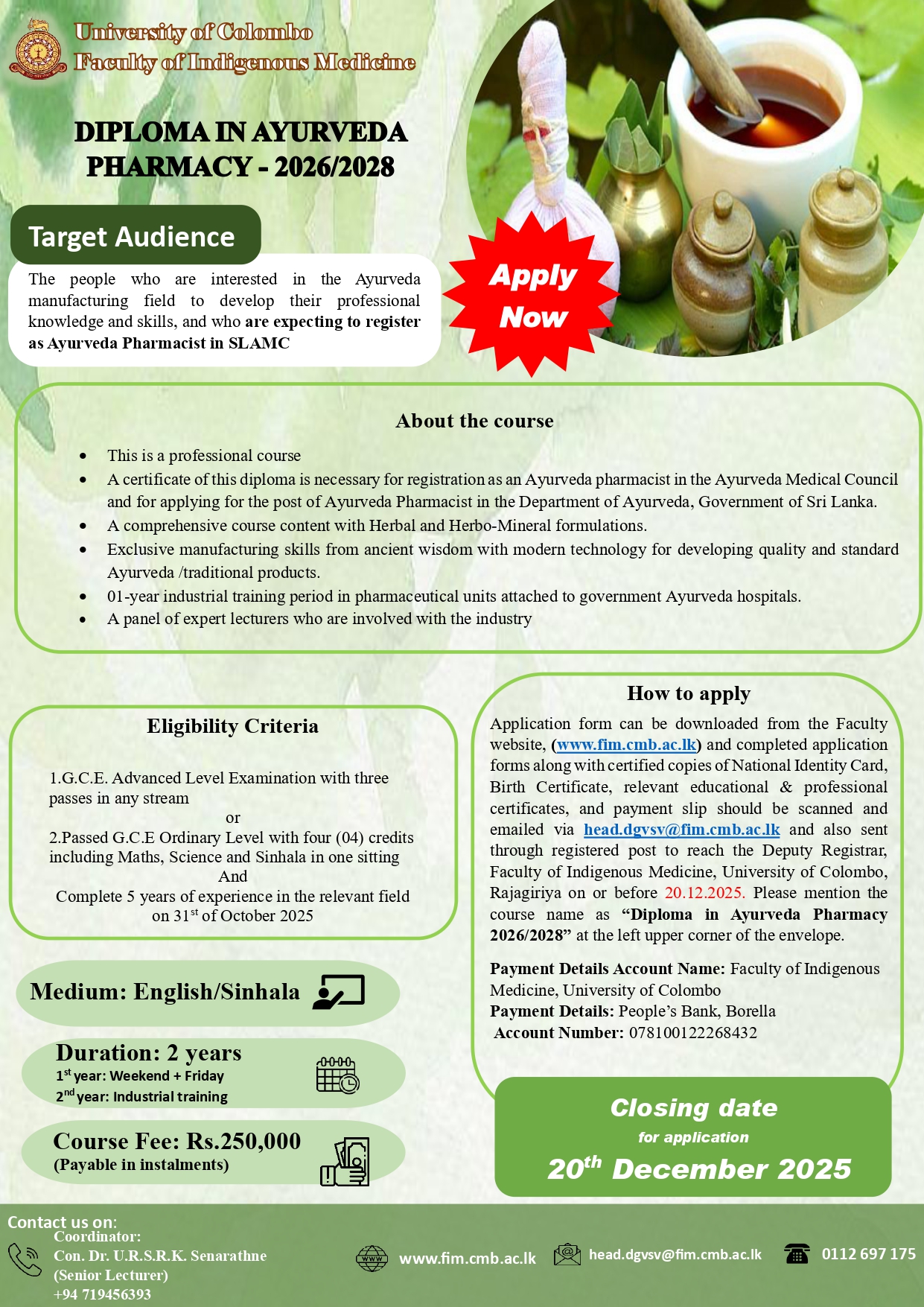 Diploma in Ayurveda Pharmacy