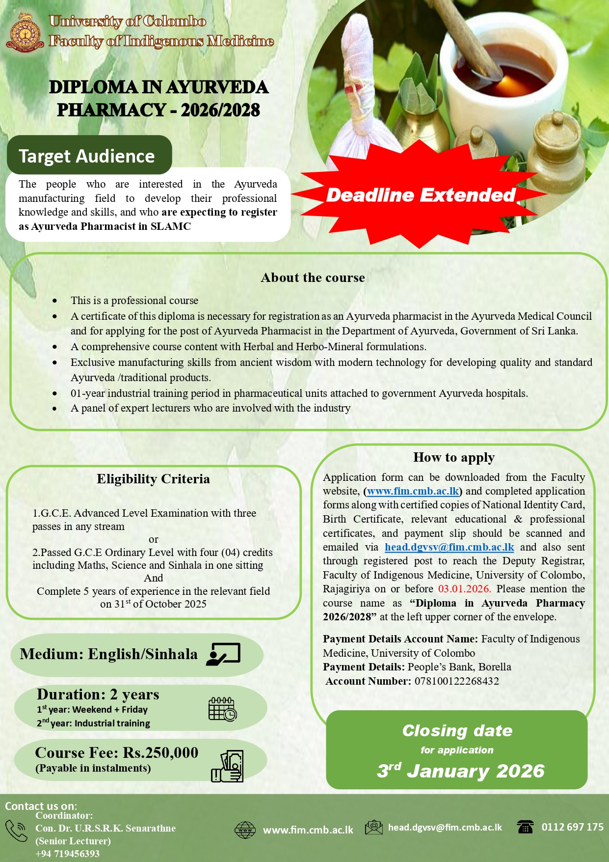 Diploma in Ayurveda Pharmacy