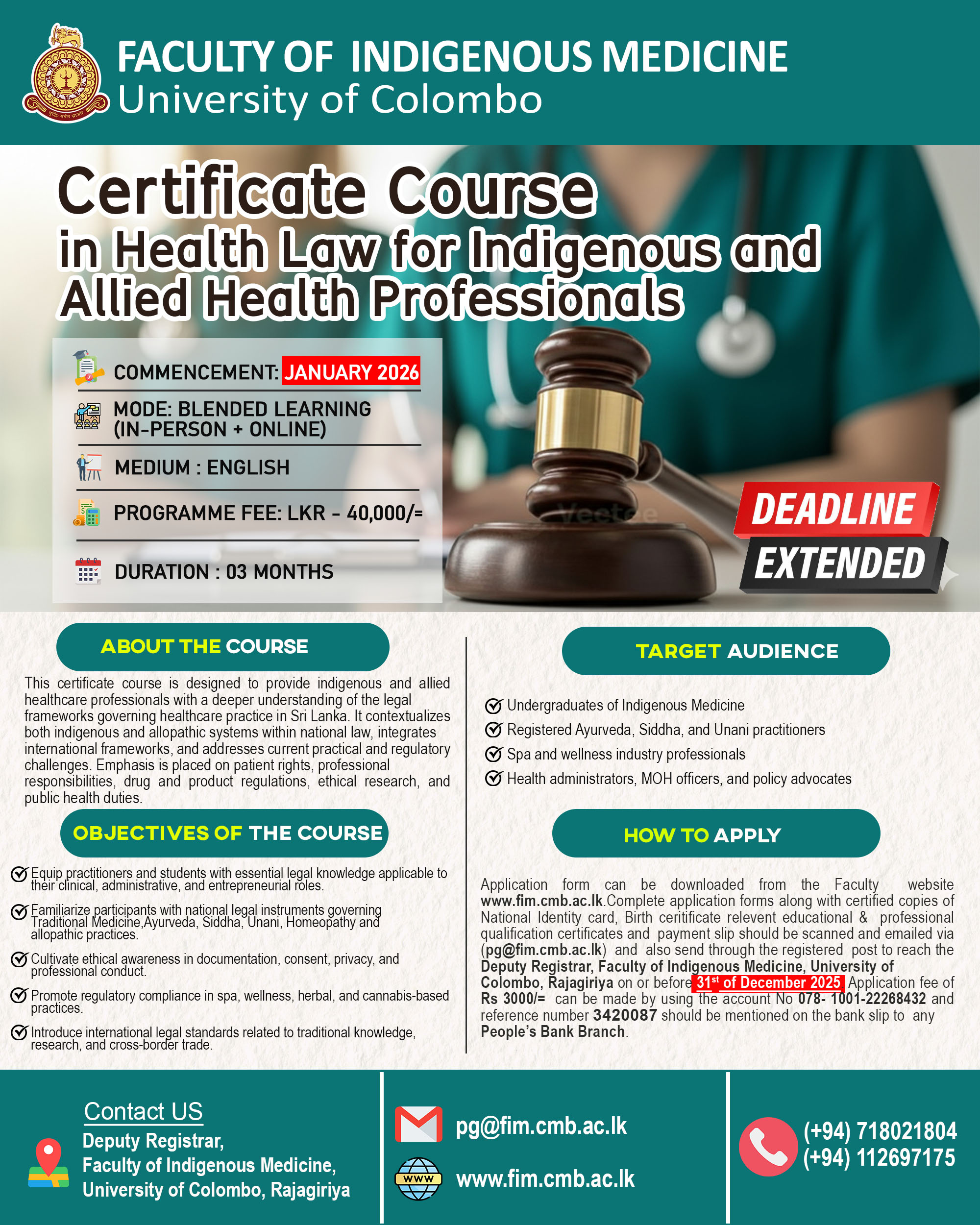 Certificate Course in Health Law for Indigenous and Allied Health Professionals
