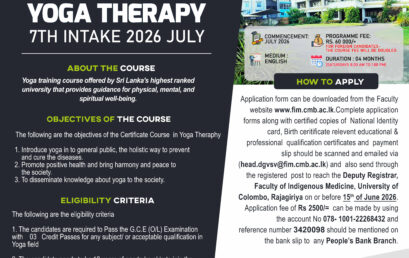 Certificate Course in Yoga Therapy – 2026 – 7th Intake