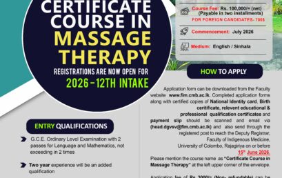 Certificate Course in Massage Therapy – 2026