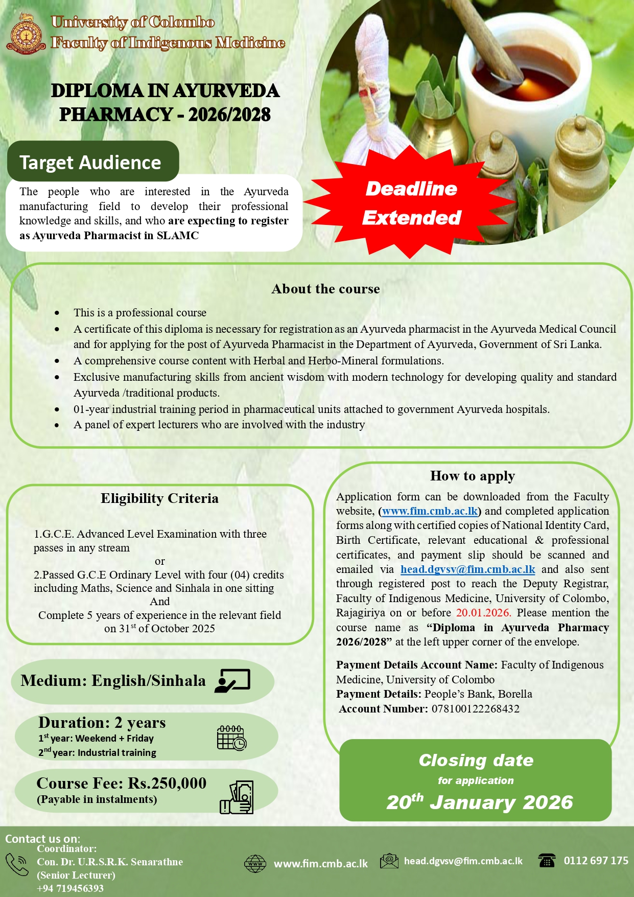 Diploma in Ayurveda Pharmacy