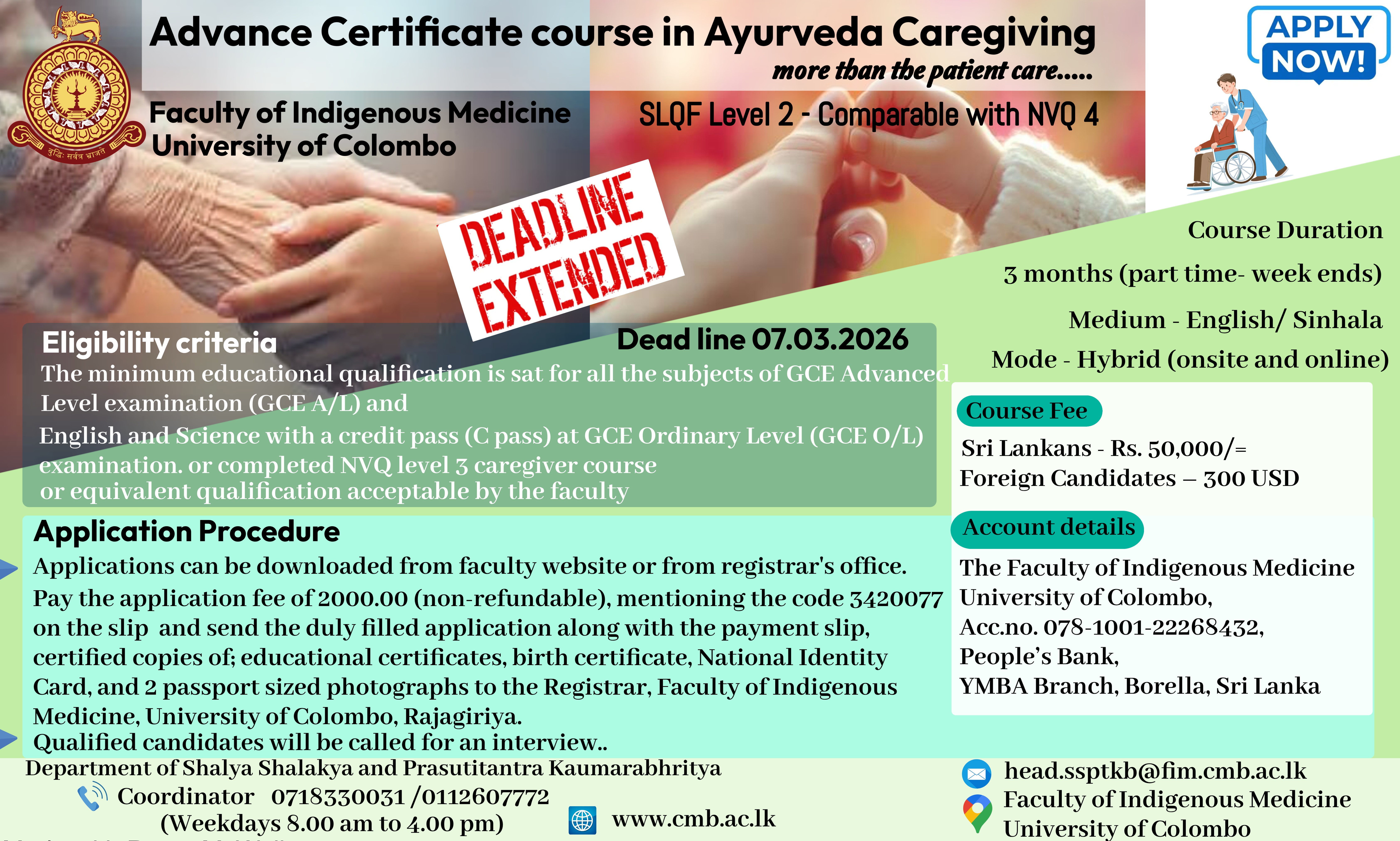 Advance Certificate course in Ayurveda Caregiving Advance Certificate course in Ayurveda Caregiving