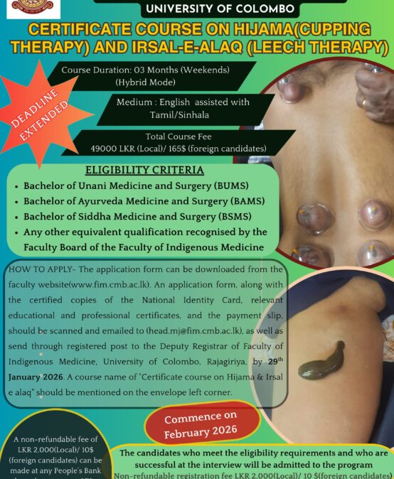 Certificate Course on Hijamah (Cupping Therapy) and Irsal-E-Alaq(Leech Therapy)