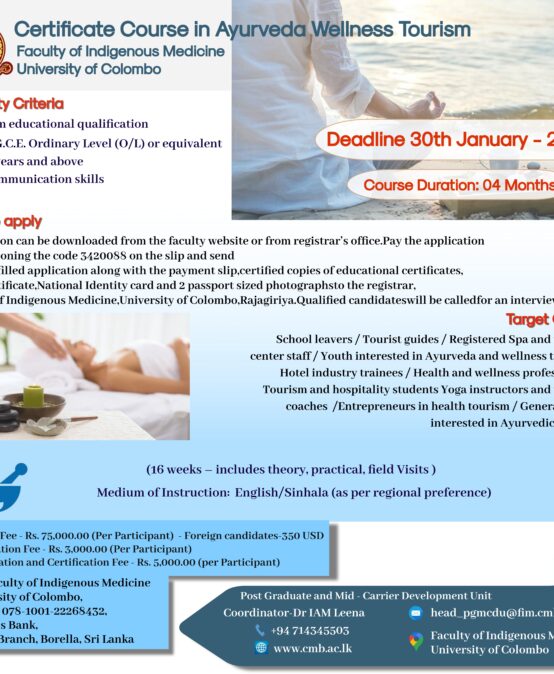 Certificate Course in Ayurveda Wellness Tourism
