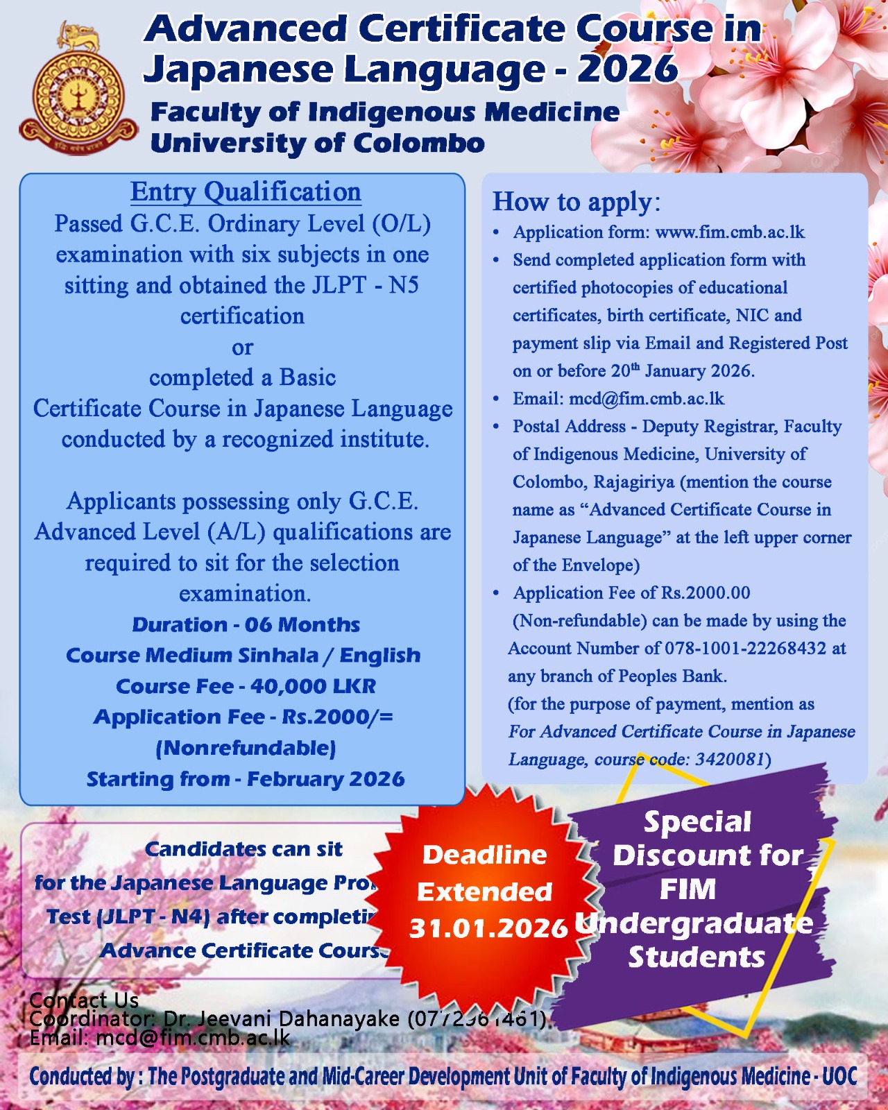 Advanced Certificate Course in Japanese Language -2026