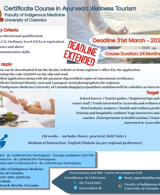 Certificate Course in Ayurveda Wellness Tourism