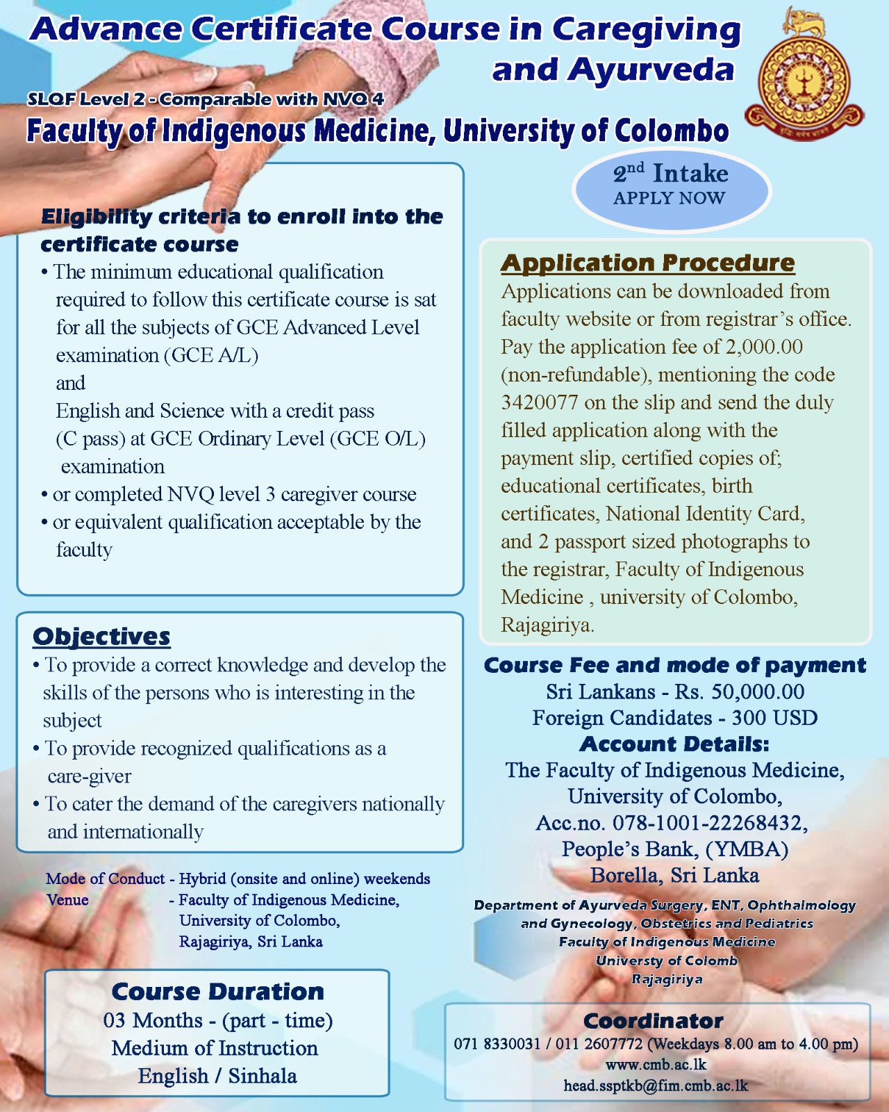 Advance Certificate course in Ayurveda Caregiving