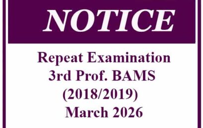 Repeat Examination: 3rd Prof. BAMS (2018/2019)  March 2026