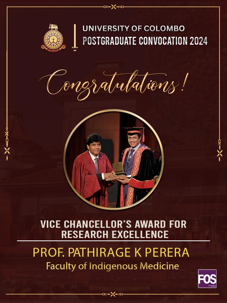 Congratulations! – Vice Chancellor’s Award for Research Excellence -Professor Pathirage Kamal Perera
