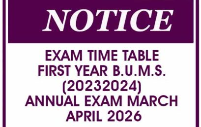 EXAM TIME TABLE – First Year B.U.M.S. (20232024) Annual Exam March – April 2026