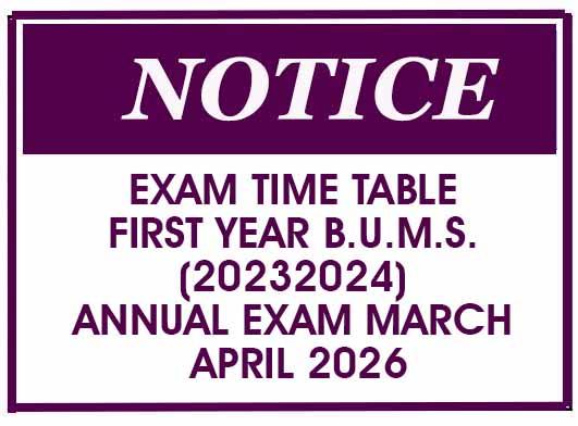 EXAM TIME TABLE – First Year B.U.M.S. (20232024) Annual Exam March – April 2026