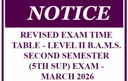 REVISED EXAM TIME TABLE – LEVEL II B.A.M.S. SECOND SEMESTER (5TH SUP) EXAM – MARCH 2026