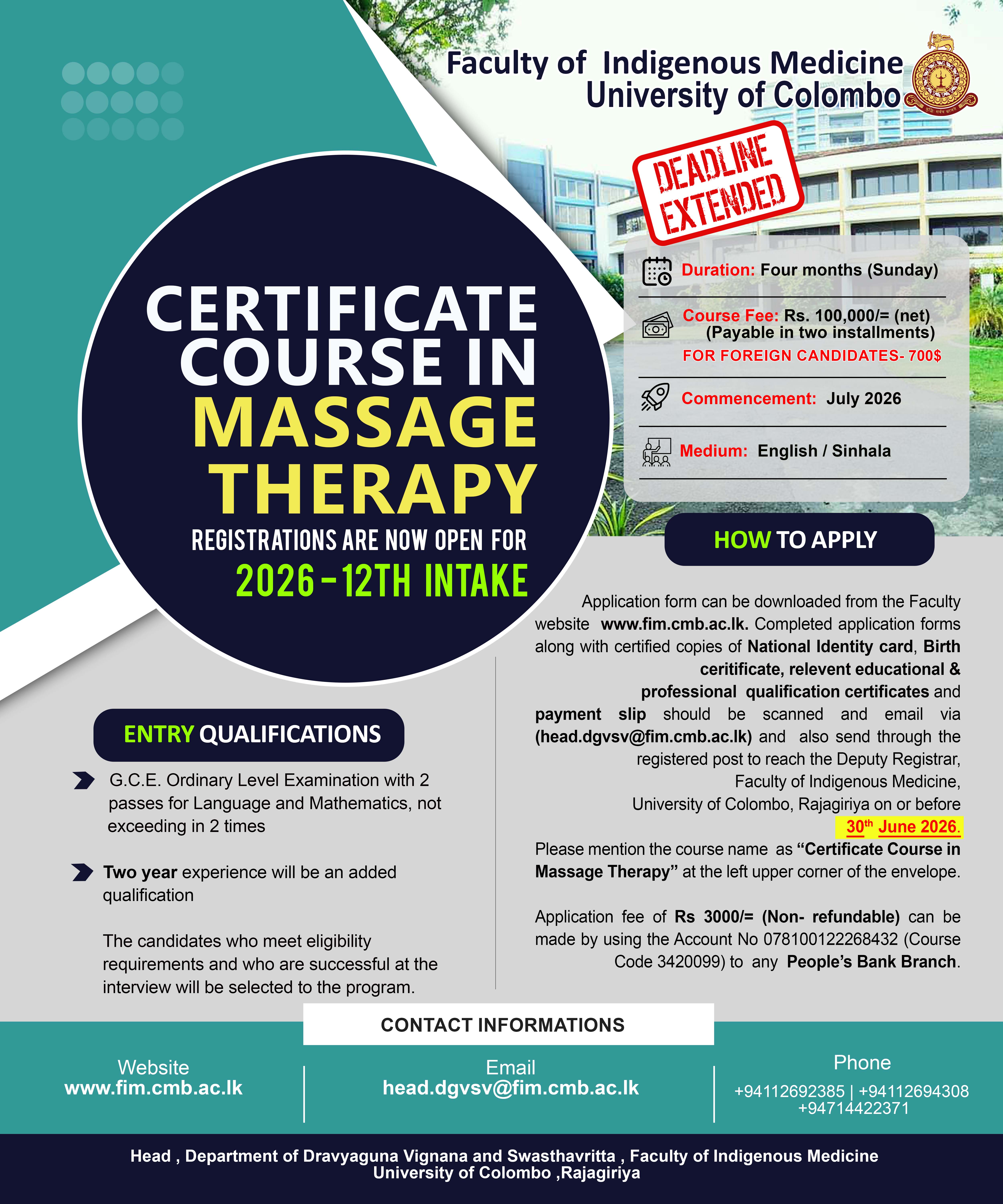 Certificate Course in Massage Therapy – 2026 Certificate Course in Massage Therapy – 2026