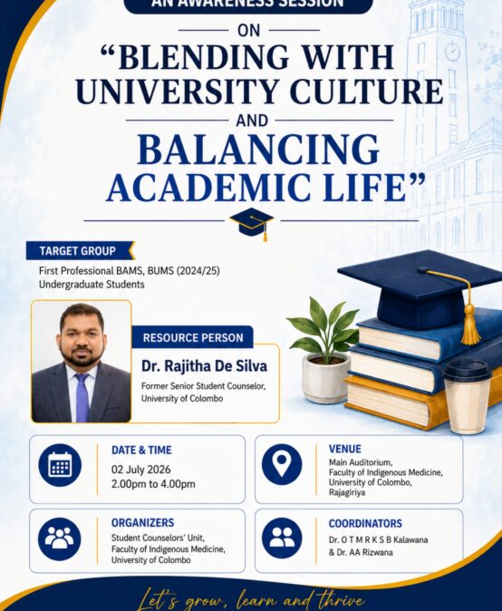 An awareness session on “Blending with University Culture and Balancing Academic Life”