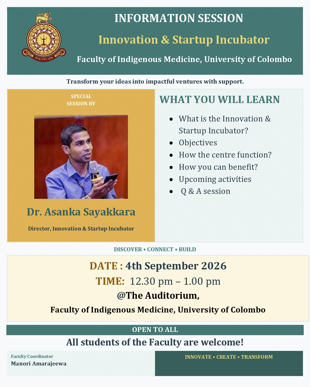 Information session – Innovation & Startup Incubator Information session – Innovation & Startup Incubator