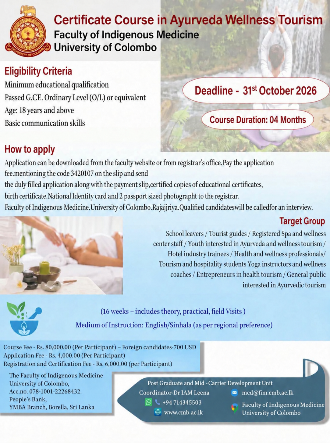 Certificate Course in Ayurveda Wellness Tourism
